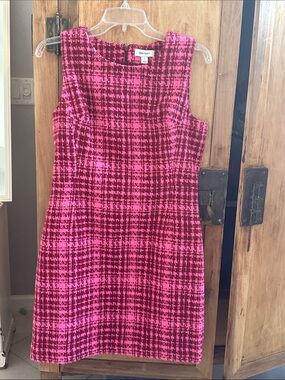 ON 34th Pink Plaid Sleeveless Midi Dress